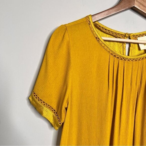 Maeve Anthropologie Womens Size XS Verdet Gold Swing Mini Dress FLAW Stretch - Picture 6 of 15